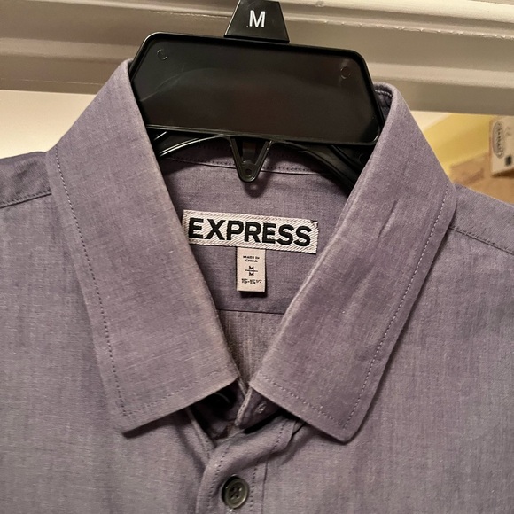 Express Men - Gray Button Down Long Sleeve Shirt (M, 16-16.5 neck length) - Picture 2 of 3